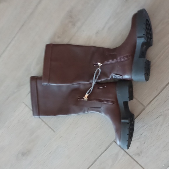 NEW COACH Lilli Leather Lug Sole Riding Platform Boots Sz 6B Walnut #20299953 - Picture 11 of 16